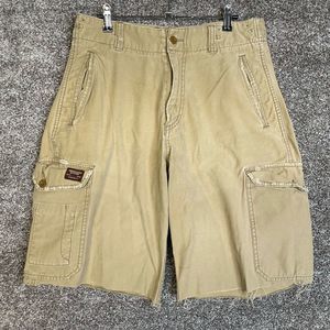 American Eagle Mens Cargo Combat Shorts Khaki Tan Military Pockets Size 30